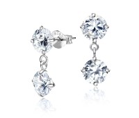 Double Stones CZ Earring Silver ECS-12